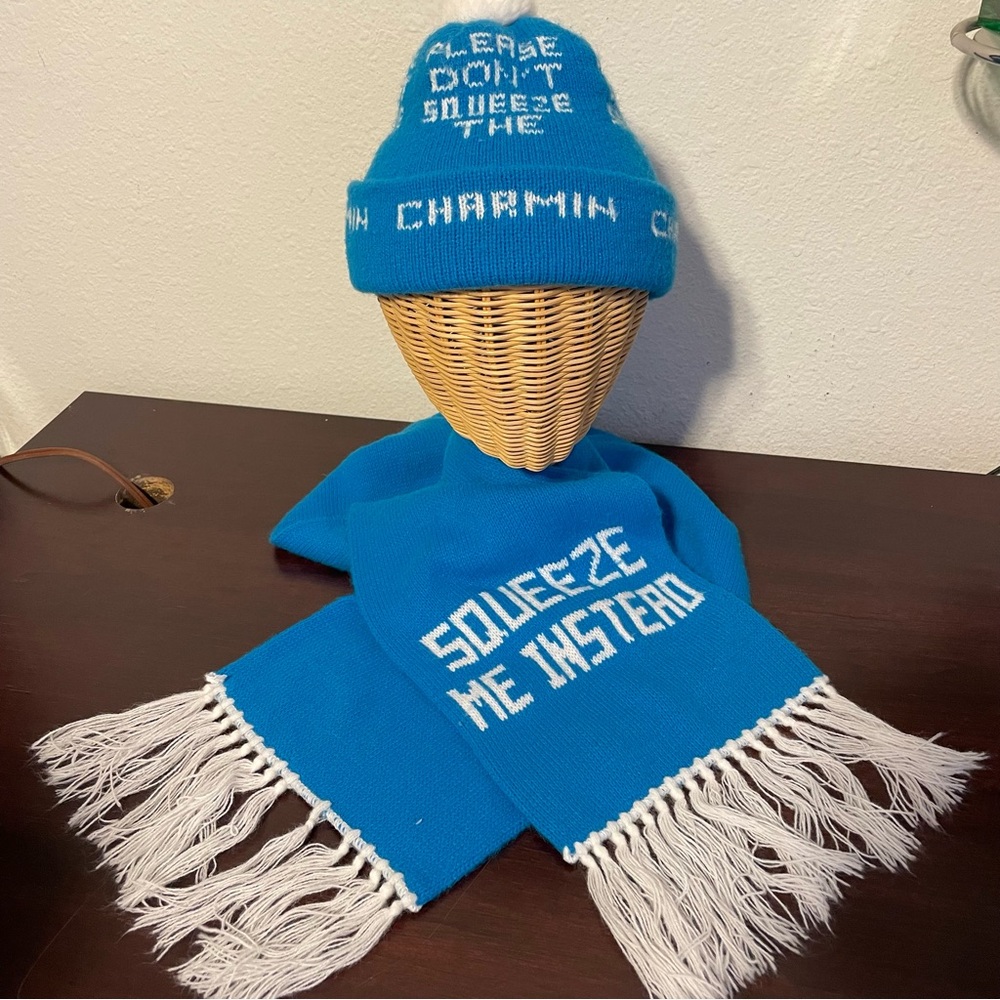 Please Don’t Squeeze the Charmin Hat and Scarf Set Vintage Att: Mr Whipple